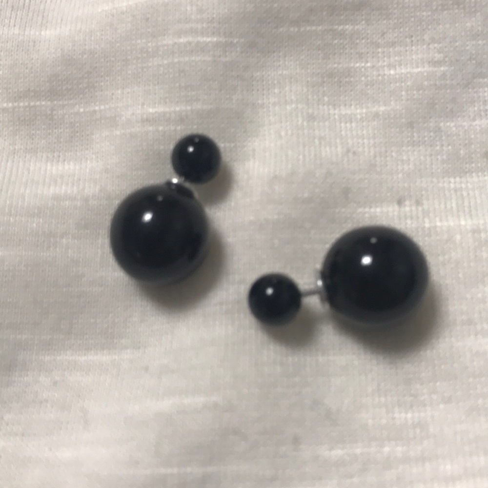 Black double ball earrings
